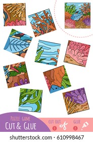 Education puzzle game for children, X-ray fish. Use scissors and glue to create the image.