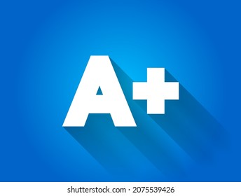 Education rating A plus text quote, concept background