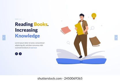 Education reading book online learning illustration design