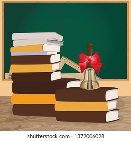 Education and reading concept. Group of colorful books. Vector illustration.