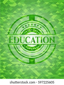 Education realistic green mosaic emblem
