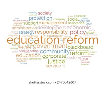 Education reform word cloud template. Renovation creativity concept vector tagcloud background.