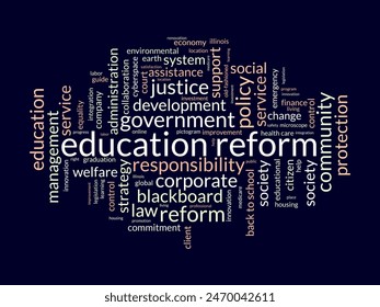 Education reform word cloud template. Renovation creativity concept vector tagcloud background.