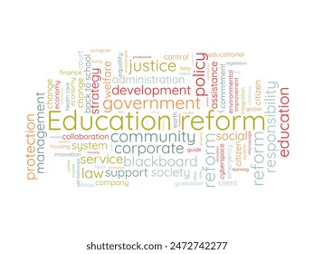 Plantilla de nube de palabras de reforma de Educación. Concepto de creatividad de renovación Vector tagcloud de fondo.