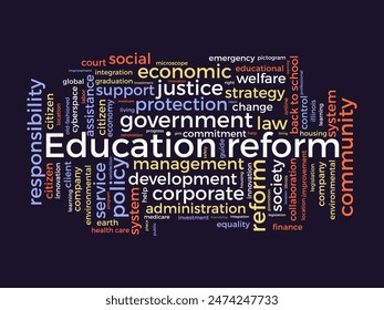 Education reform word cloud template. Renovation creativity concept vector tagcloud background.