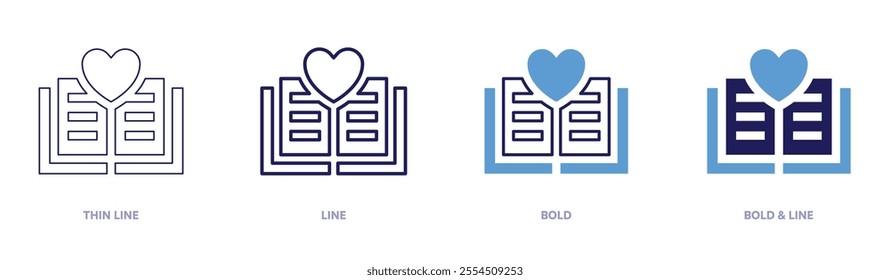 Education reforms icon in 4 different styles. Thin Line, Line, Bold, and Bold Line. Duotone style. Editable stroke.