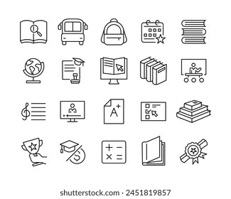 Education Related Icons - Vector Line. Editable Stroke