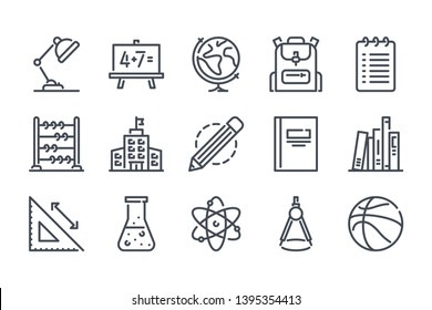 Education related line icon set. Learning linear icons. School outline vector signs and symbols collection.