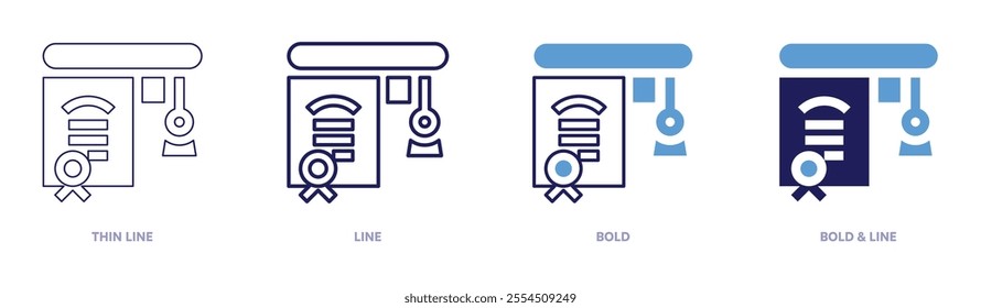 Education research icon in 4 different styles. Thin Line, Line, Bold, and Bold Line. Duotone style. Editable stroke.