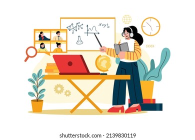 Concepto de ilustración de recursos educativos. Ilustración plana aislada en fondo blanco.