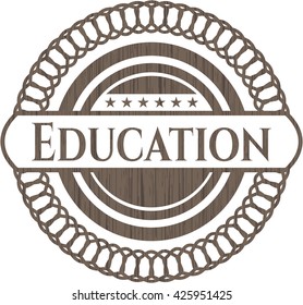 Education retro wood emblem