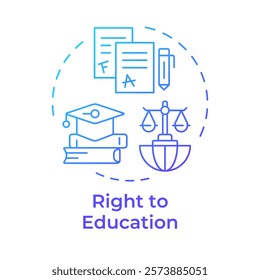 Education right blue gradient concept icon. School tests, graduation. Learning, teaching. Round shape line illustration. Abstract idea. Graphic design. Easy to use in infographic, presentation