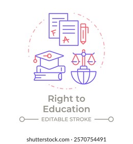 Education right duo tone concept icon. School tests, graduation. Learning, teaching. Round two color outline illustration. Abstract vector design. Easy to use in infographic, presentation