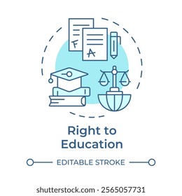 Education right soft blue concept icon. School tests, graduation. Learning, teaching. Round shape line illustration. Abstract idea. Graphic design. Easy to use in infographic, presentation