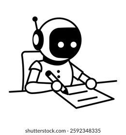 Education robot icon in hand drawn style 
