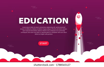 Education rocket icon. Online learning. Studying concept. Vector on isolated background. EPS 10