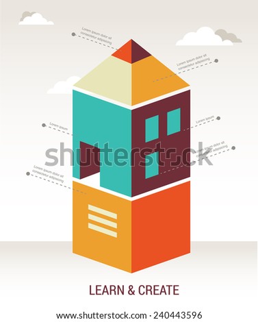 Education rocket, online learning and concept infographic