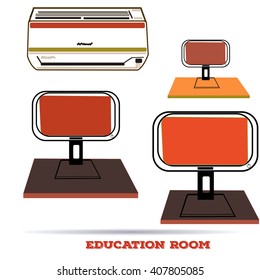 education room in flat line style, vector