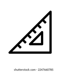 Education ruler icon line isolated on white background. Black flat thin icon on modern outline style. Linear symbol and editable stroke. Simple and pixel perfect stroke vector illustration