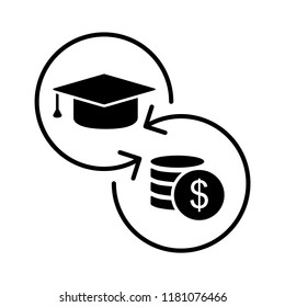Education - salary, interrelation. Vector icon.