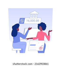 Education saving account isolated concept vector illustration. Mother and daughter with laptop checking savings for education, personal investment, financial literacy vector concept.