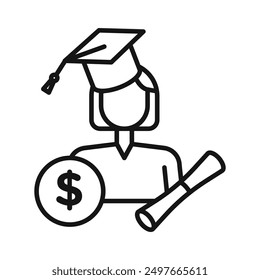 education Scholarship icon Black line art vector