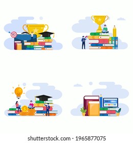 Education scholarship vector Illustration. Flat Style vector templates Suitable for Web Landing Page, Background.