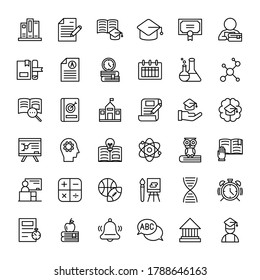 education and school 36 outline icons vector