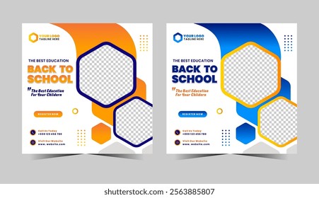 Education school admission square social media instagram post banner design template