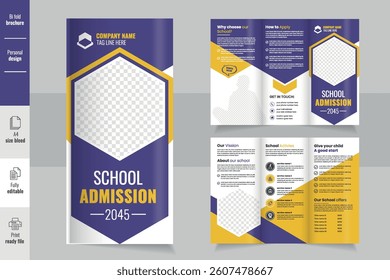 Education school admission trifold brochure design template