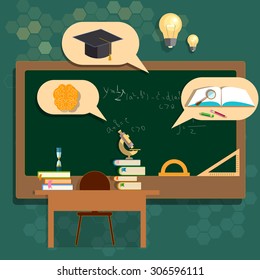 Education school boards classroom back to school college biology mathematics geometry vector illustration  