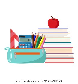 Education school books pencil case study
