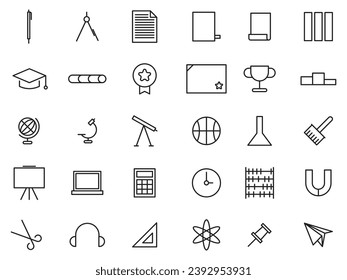 education, school and college icons.  vector graphic line.  simple and minimalist