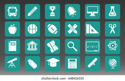 Education School College Vector Icon Set Illustration