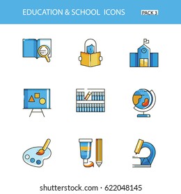 Education and School color icon collection