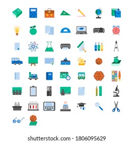Paquete de iconos planos de educación y escuela