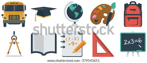 Education and school flat icons\
set