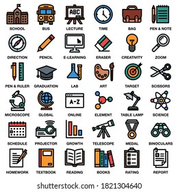 CONJUNTO DE ICONOS EDUCATIVOS Y ESCOLARES