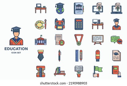 Education and school icon set
