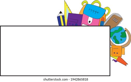 Juego de iconos de educación y escuela. Espacio para texto