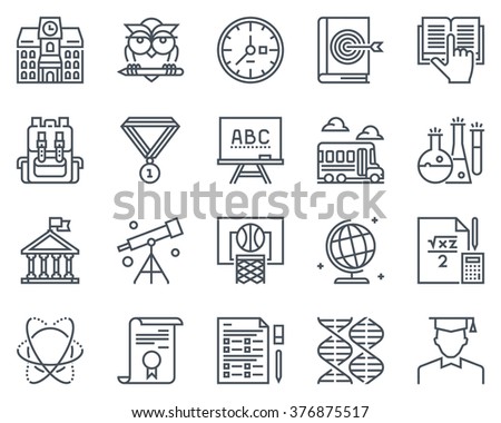Education, school icon set suitable for info graphics, websites and print media and  interfaces. Line vector icons.