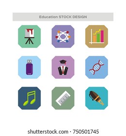 Education and School Icon Set. Vector illustration.