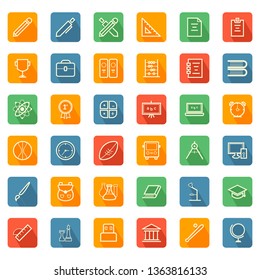 Education School Icon Symbol Set Collection - Square Shadow