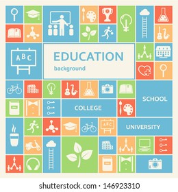 Education and School Icons Background.