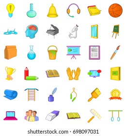 Education in school icons set. Cartoon style of 36 education in school vector icons for web isolated on white background