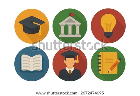 Education and School Icons Set – Flat Vector Learning Symbols