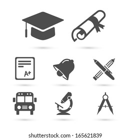 Education school Icons set isolated on white. Vector illustration