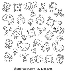 education school icons set with line style vector design 