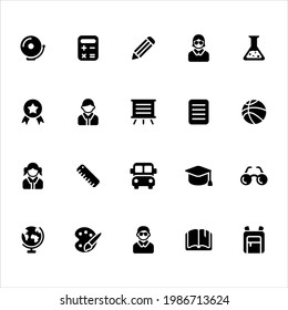 Education and school icons set vector graphic illustration