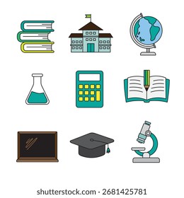 Education and school icons set vector illustration for web and business design